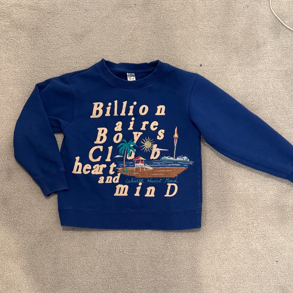Billionaire Boys Club Navy Blue Kids Graphic Crewneck Sweatshirt